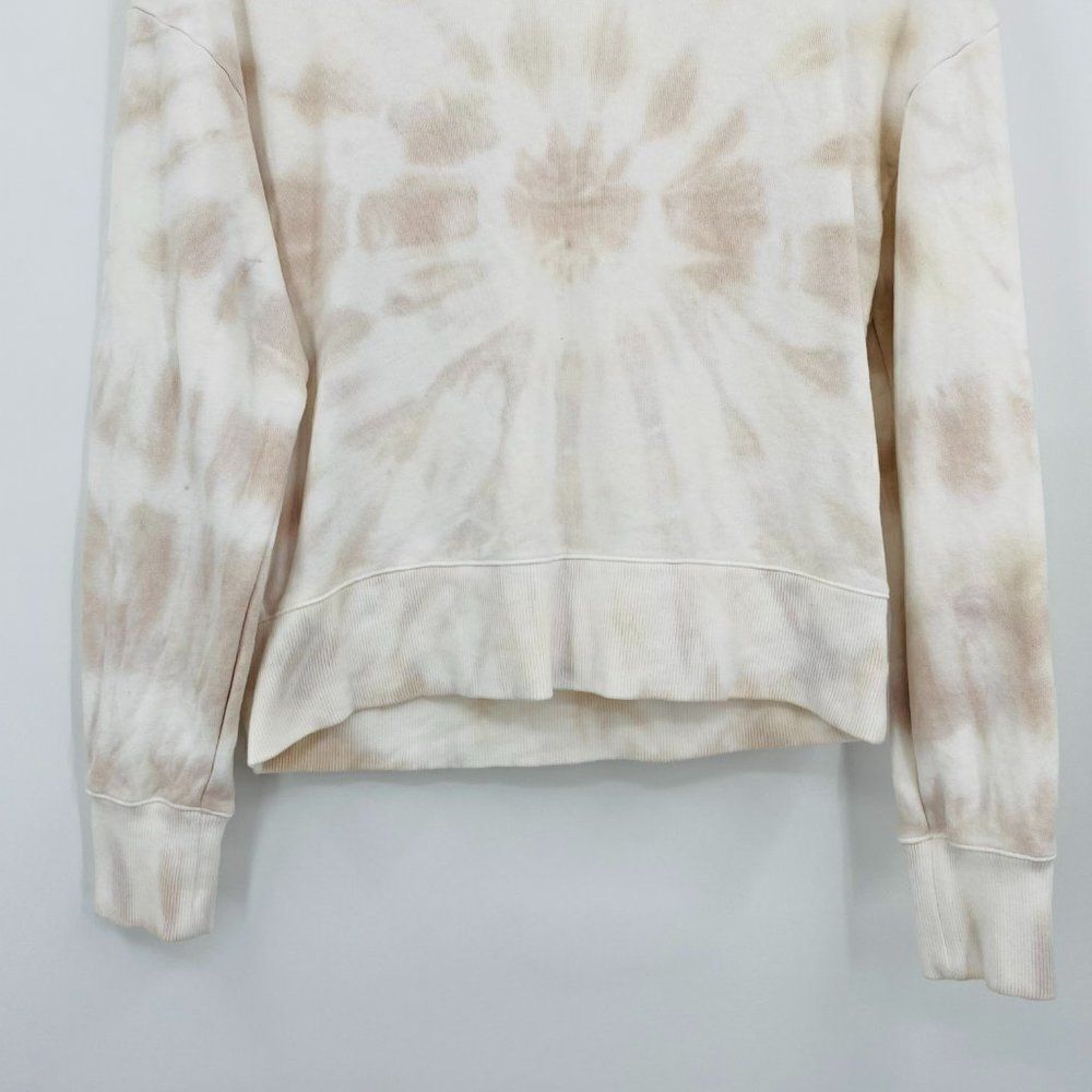 Madewell Size Small White & Cream Tie Dye Cropped Long Sleeve Sweatshirt Top - Picture 4 of 9